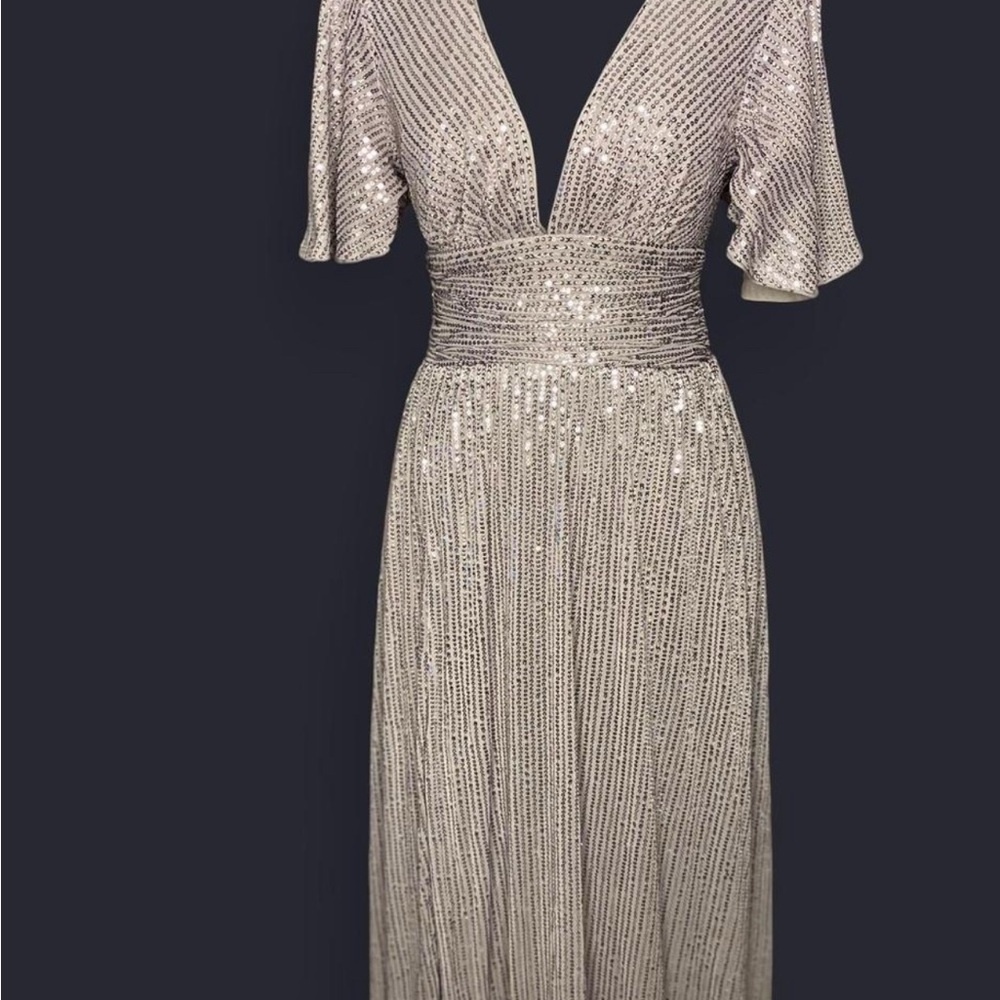 Elegant Silver Evening Gown